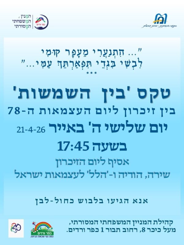 כפרניק WhatsApp-Image-2026-04-20-at-09.51.21-scaled שבוע הזיכרון והעצמאות בכפר ורדים כפרניק WhatsApp-Image-2026-04-20-at-09.51.21-scaled שבוע הזיכרון והעצמאות בכפר ורדים